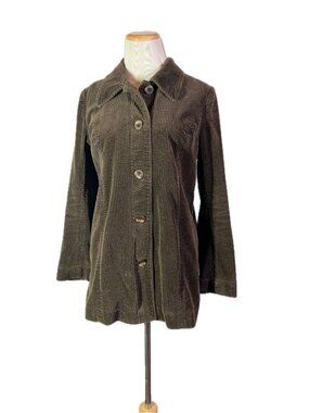J. Jill Size S Brown Wide Wale Corduroy Jacket Button-Front Unlined Cotton
